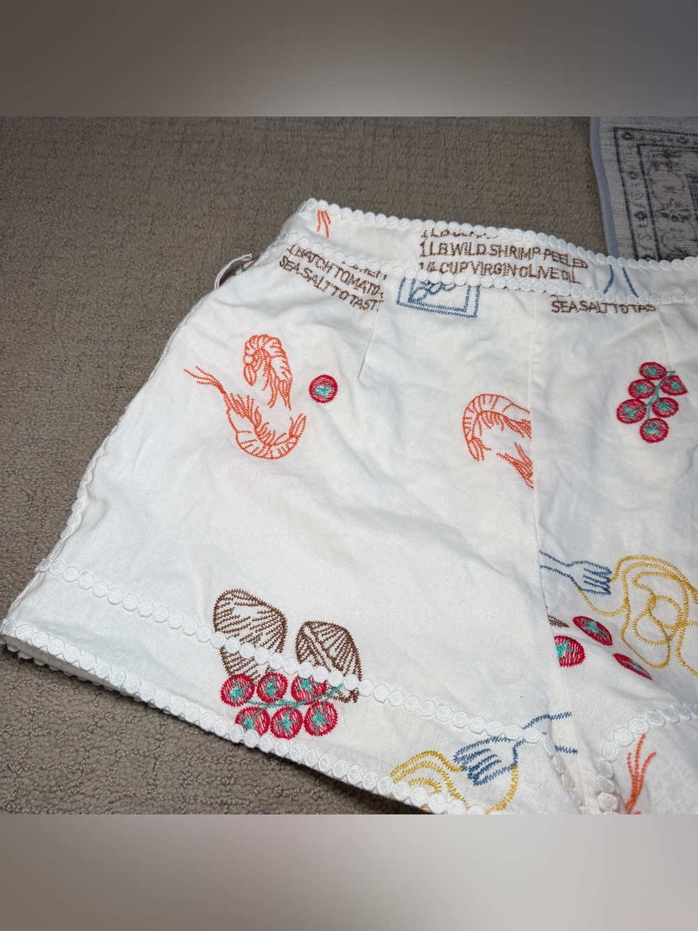 Caroline Constas Women’s Frutti Di Mare Shorts Sz 4 White Linen Embroidered NWT - Picture 10 of 12